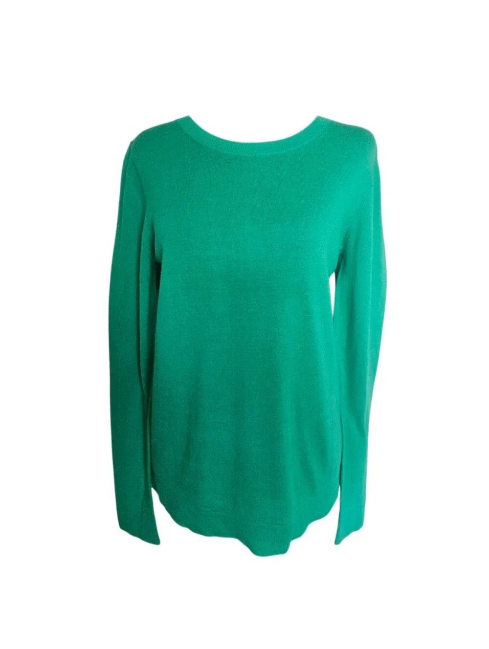 J. Crew Teddie Women's Kelly Green Cotton- Knit Lightweight Crewneck Sweater M